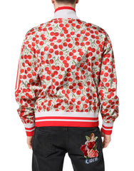 Dolce & Gabbana White Cherry Print Full Zip Bomber Jacket
