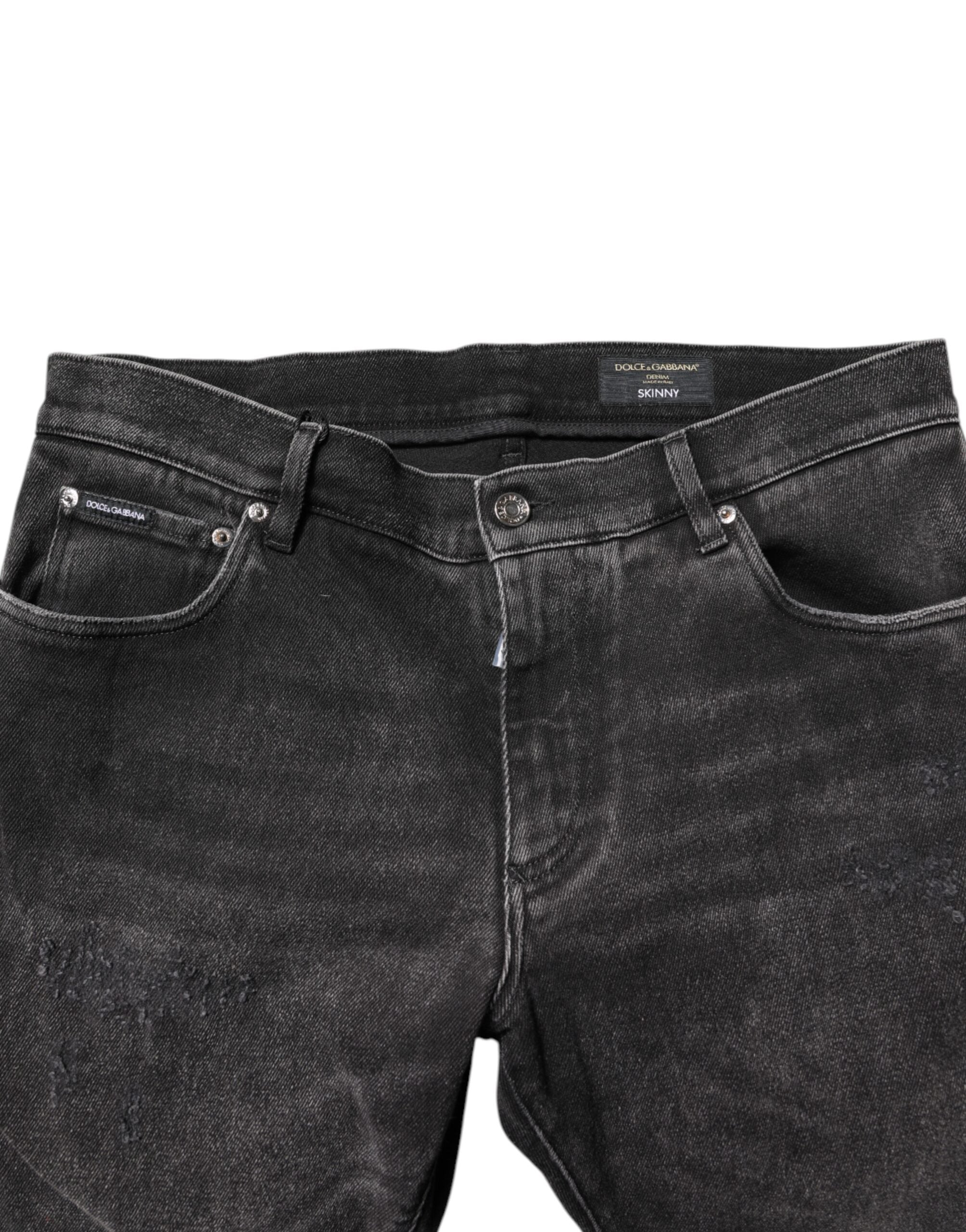 Dolce & Gabbana Gray Washed Cotton Skinny Denim Jeans