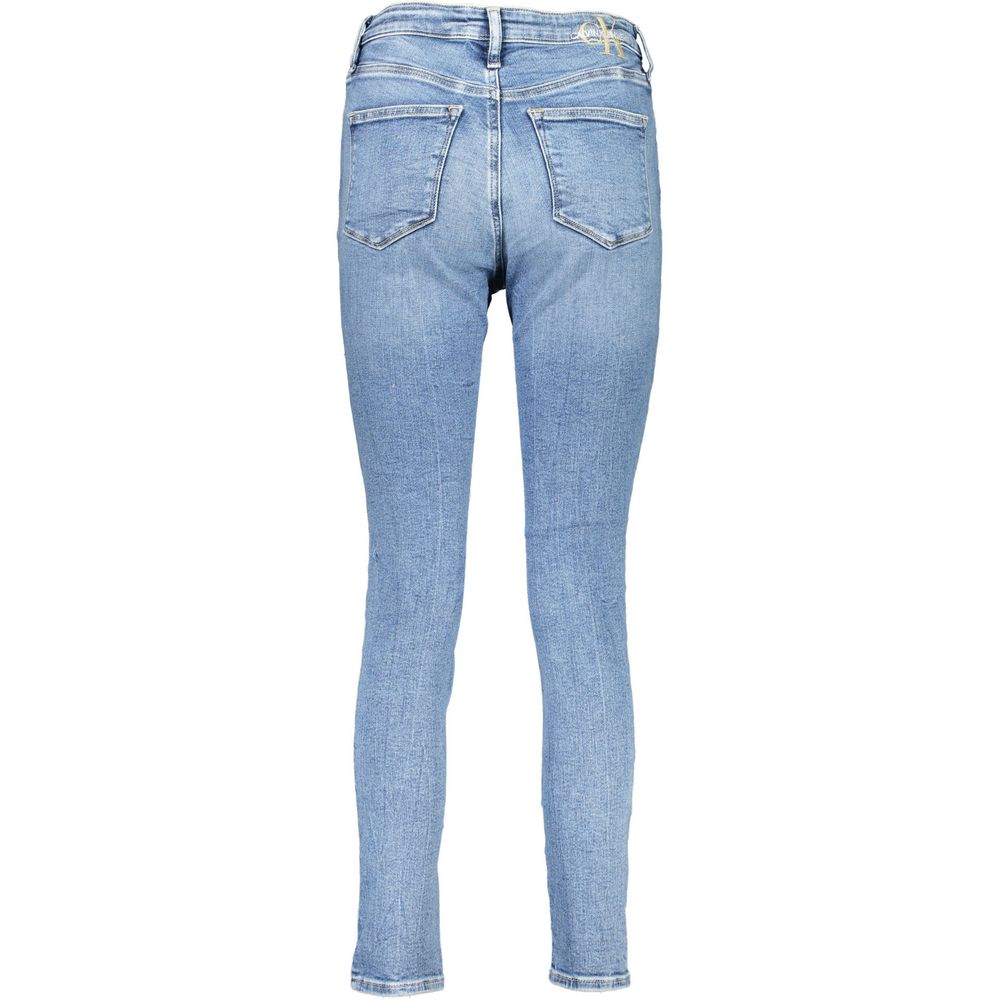Blå bomullsskinny jeans med hög midja för kvinnor