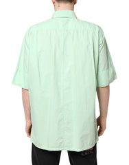 Dolce & Gabbana Green Cotton Short Sleeves Men Casual Shirt