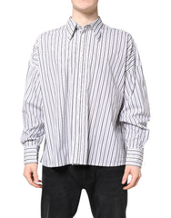 Dolce & Gabbana White Black Stripe Button Down Casual Shirt