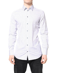 Dolce & Gabbana White Stripes GOLD Cotton Formal Shirt