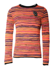 Dolce & Gabbana Multicolor Wool DGLogo Knit Pullover Sweater