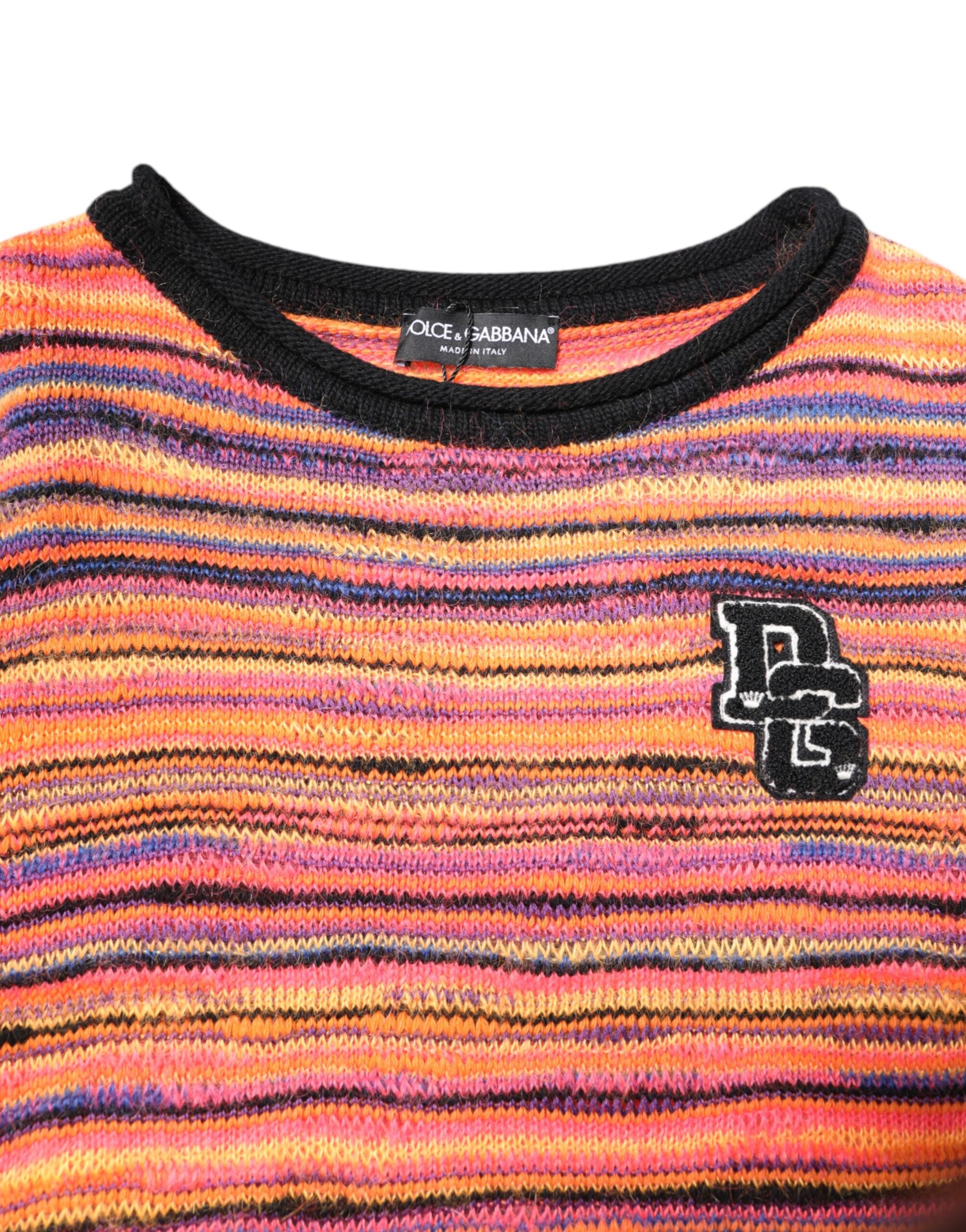 Dolce & Gabbana Multicolor Wool DGLogo Knit Pullover Sweater