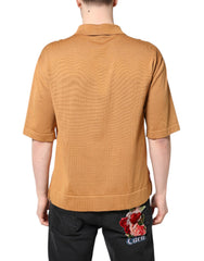 Dolce & Gabbana Brown Floral Collared Short Sleeve T-shirt