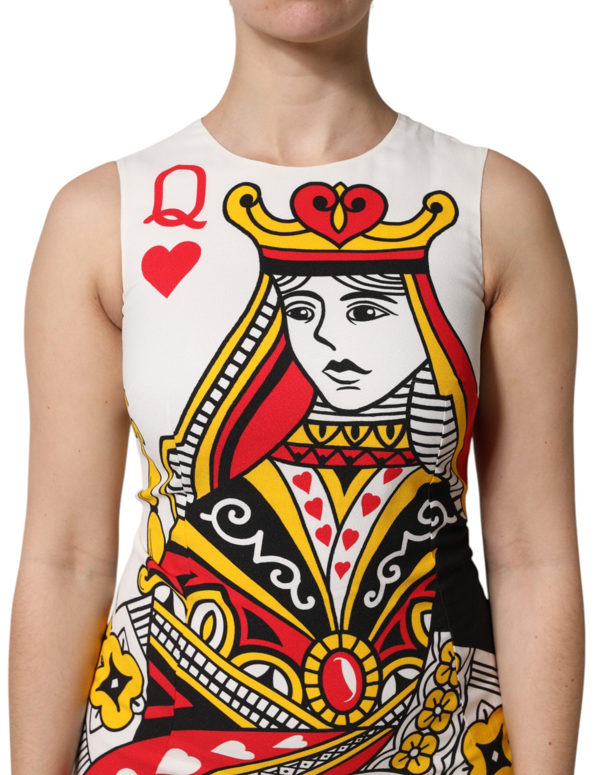 Vit Queen Of Hearts Ärmlös Maxiklänning