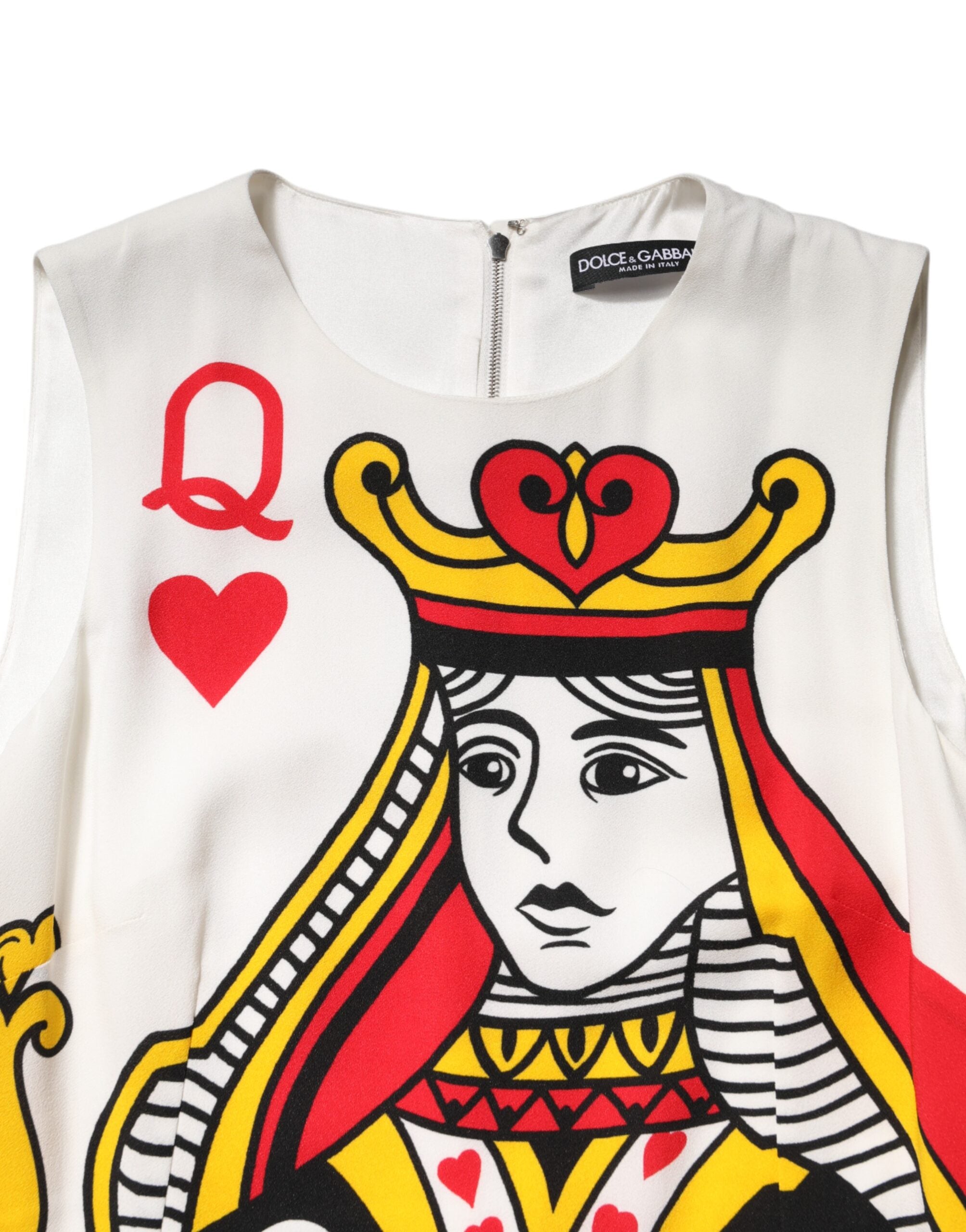 Dolce & Gabbana White Queen Of Hearts Sleeveless Maxi Dress