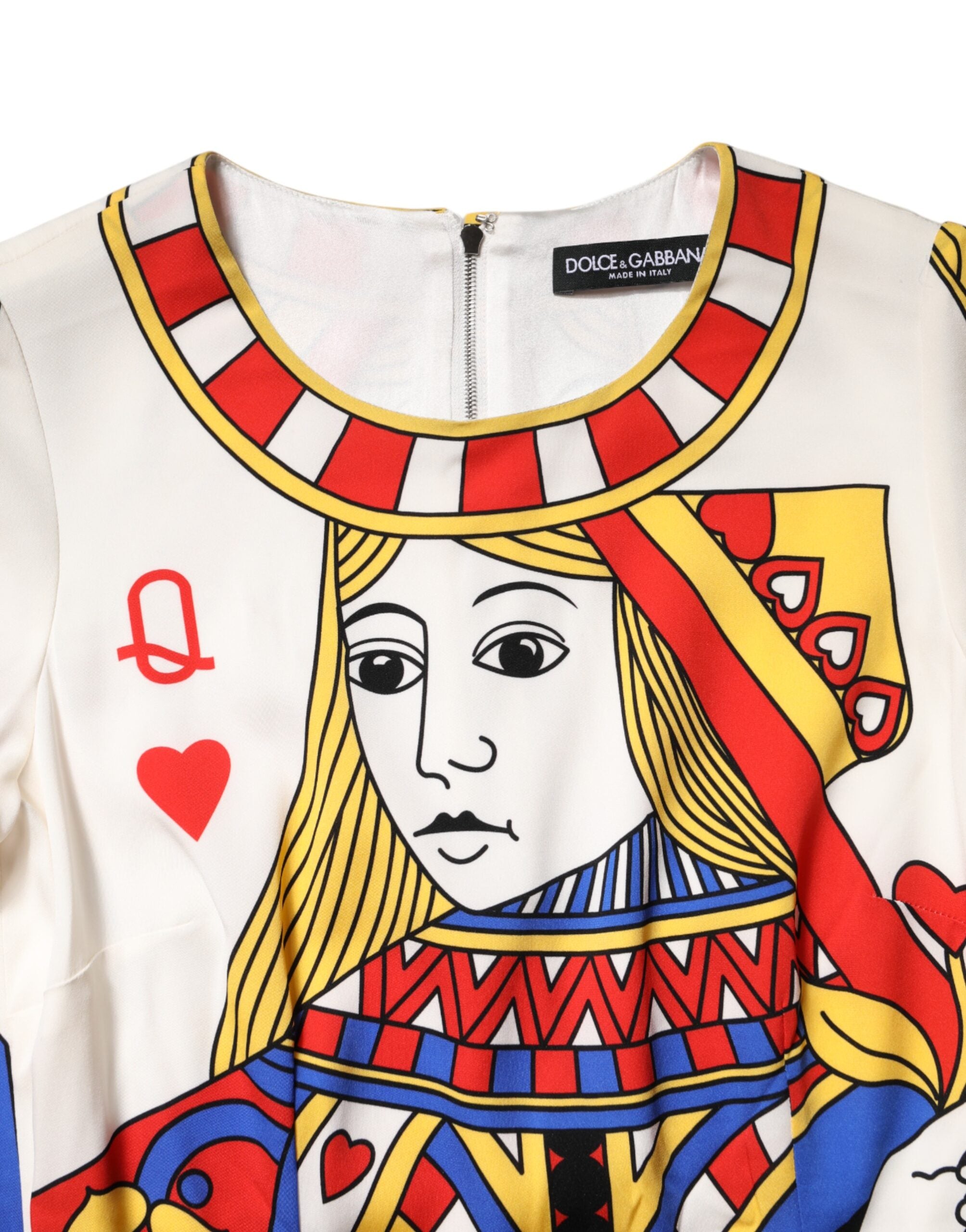 Vit Queen Of Heart Kortärmad Midiklänning
