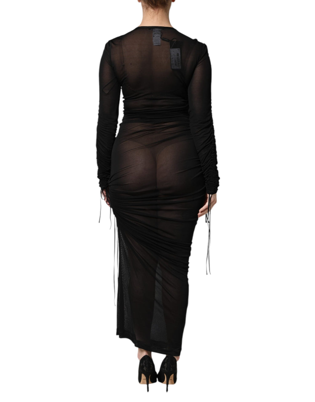 Svart klänning med meshdetaljer och bodycon-detaljer