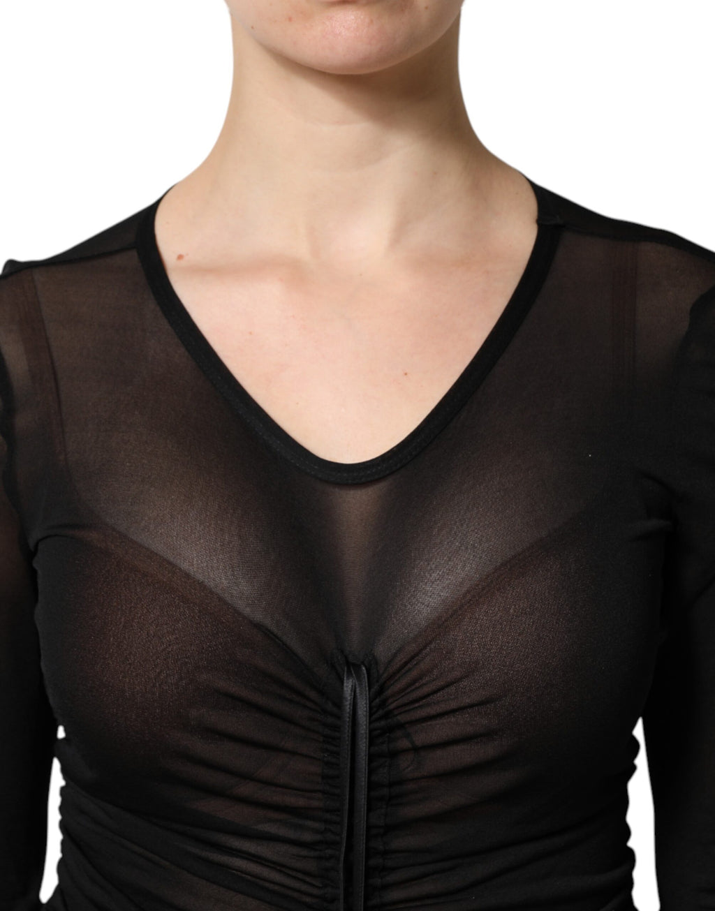 Svart klänning med meshdetaljer och bodycon-detaljer