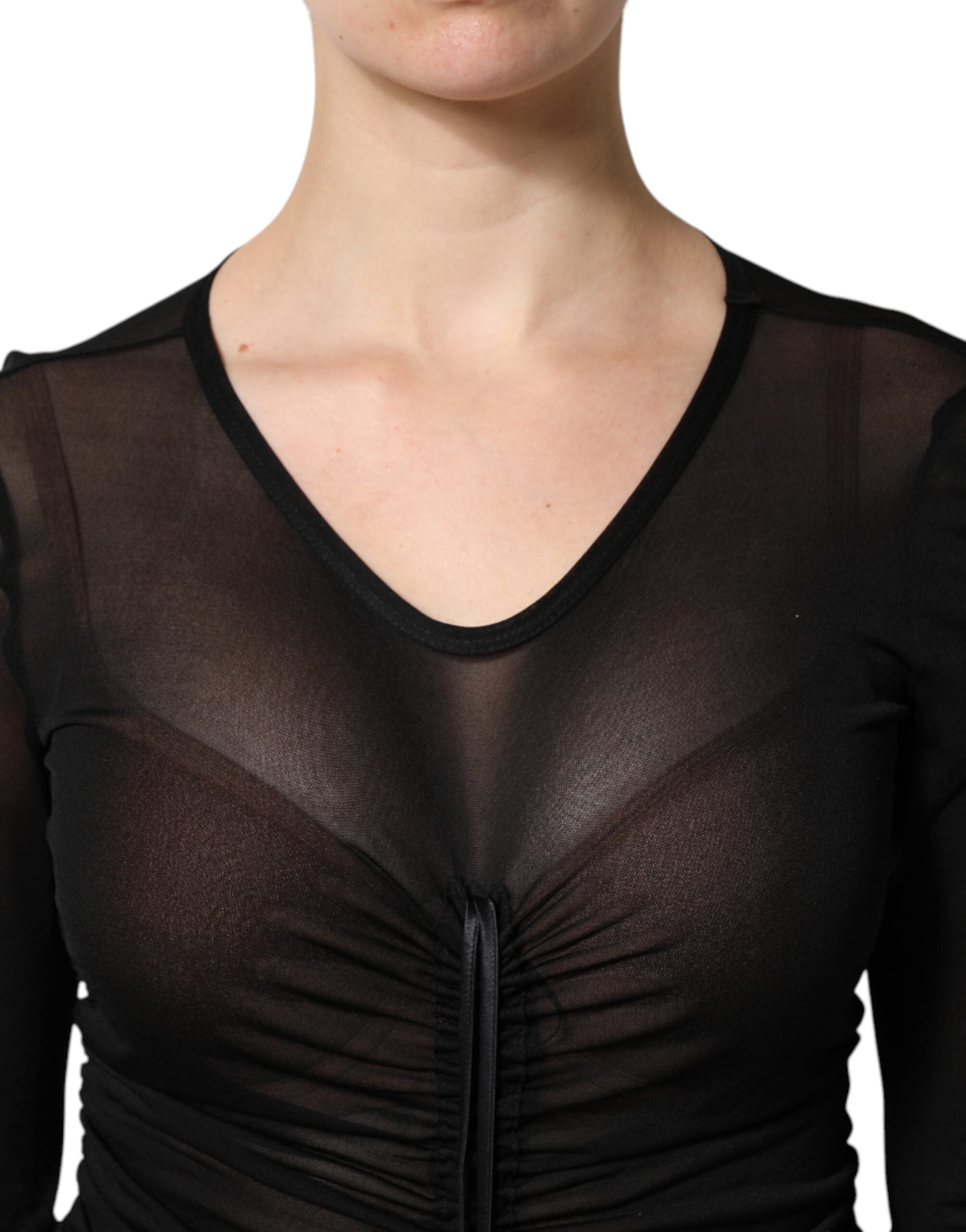 Svart klänning med meshdetaljer och bodycon-detaljer