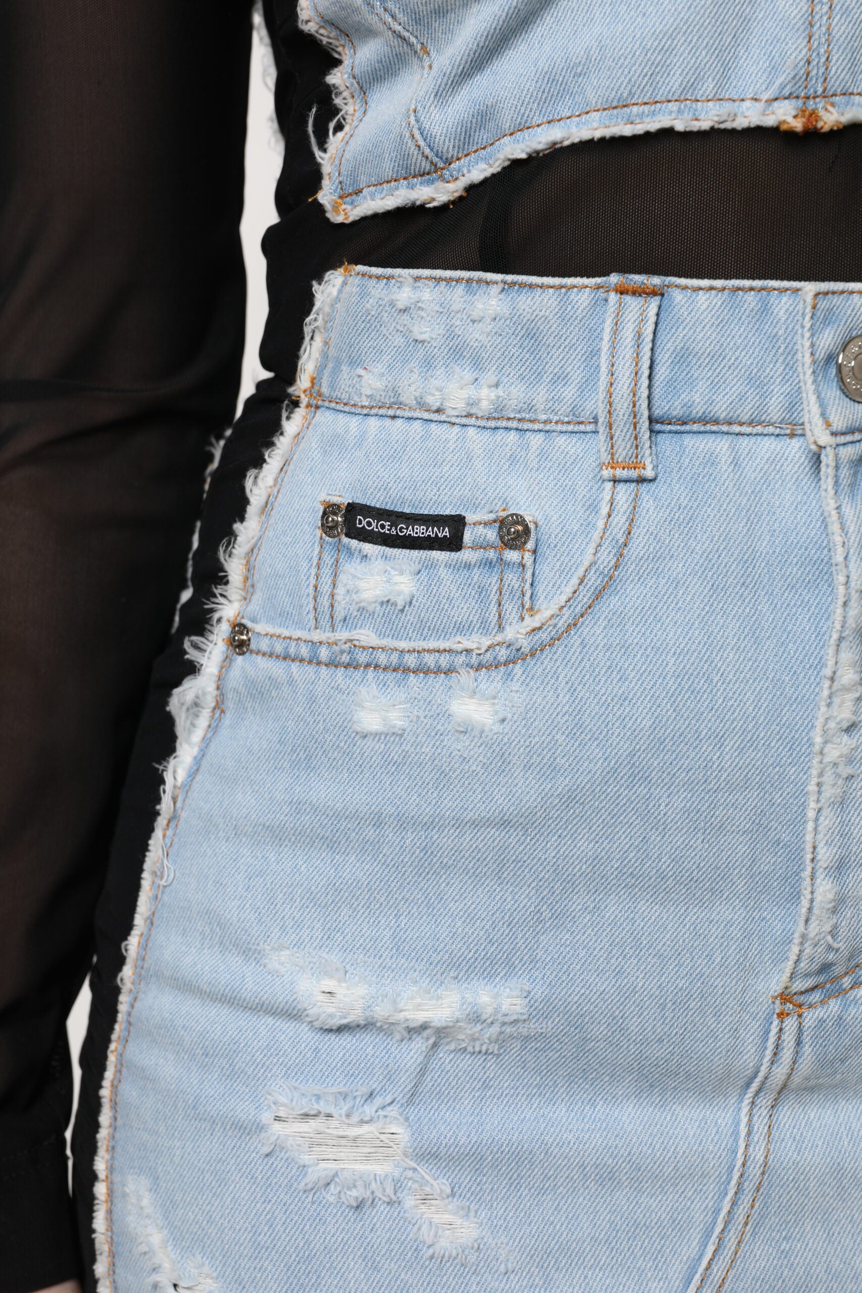 Svartblå långärmad denim miniklänning