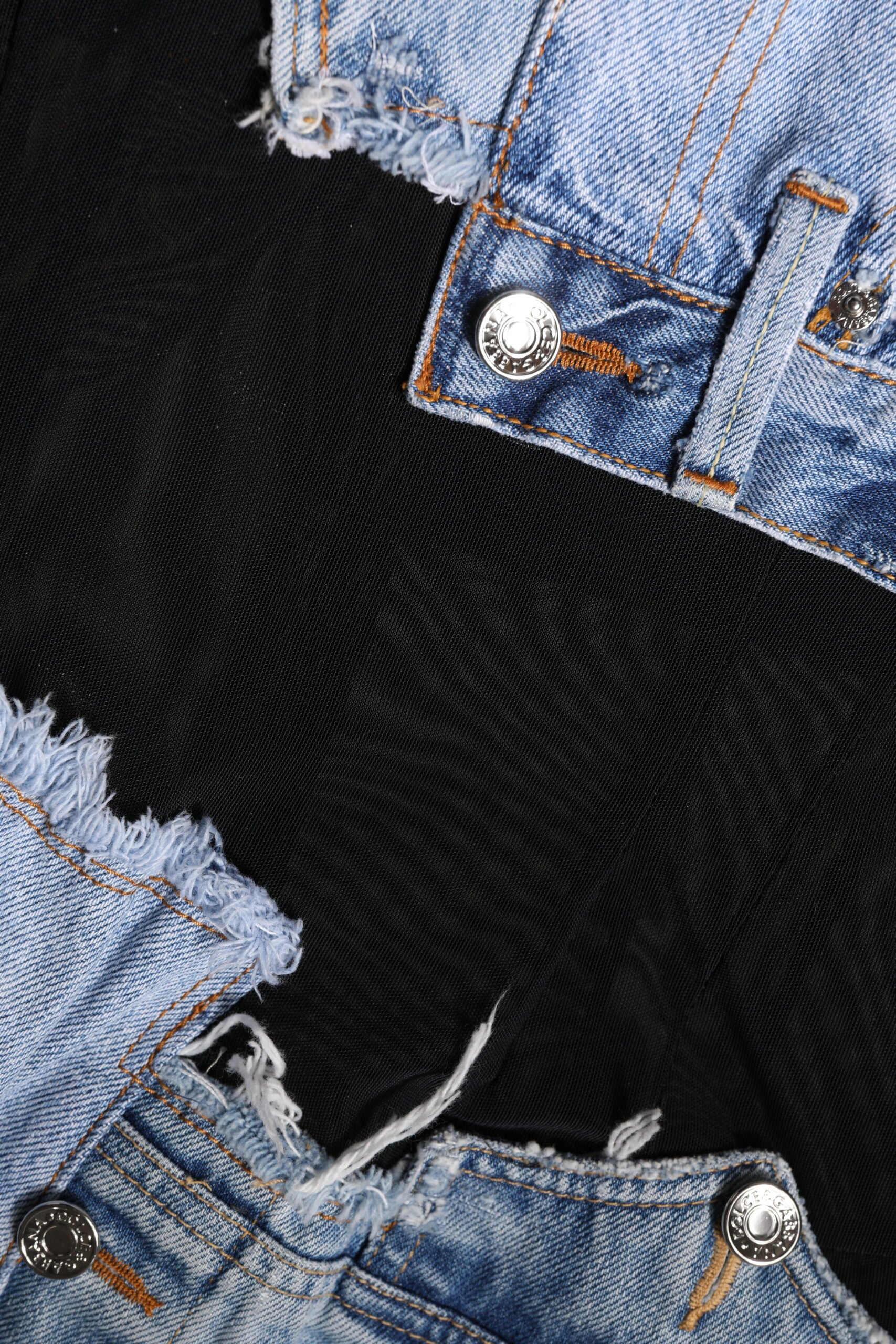 Svartblå ärmlös denim miniklänning