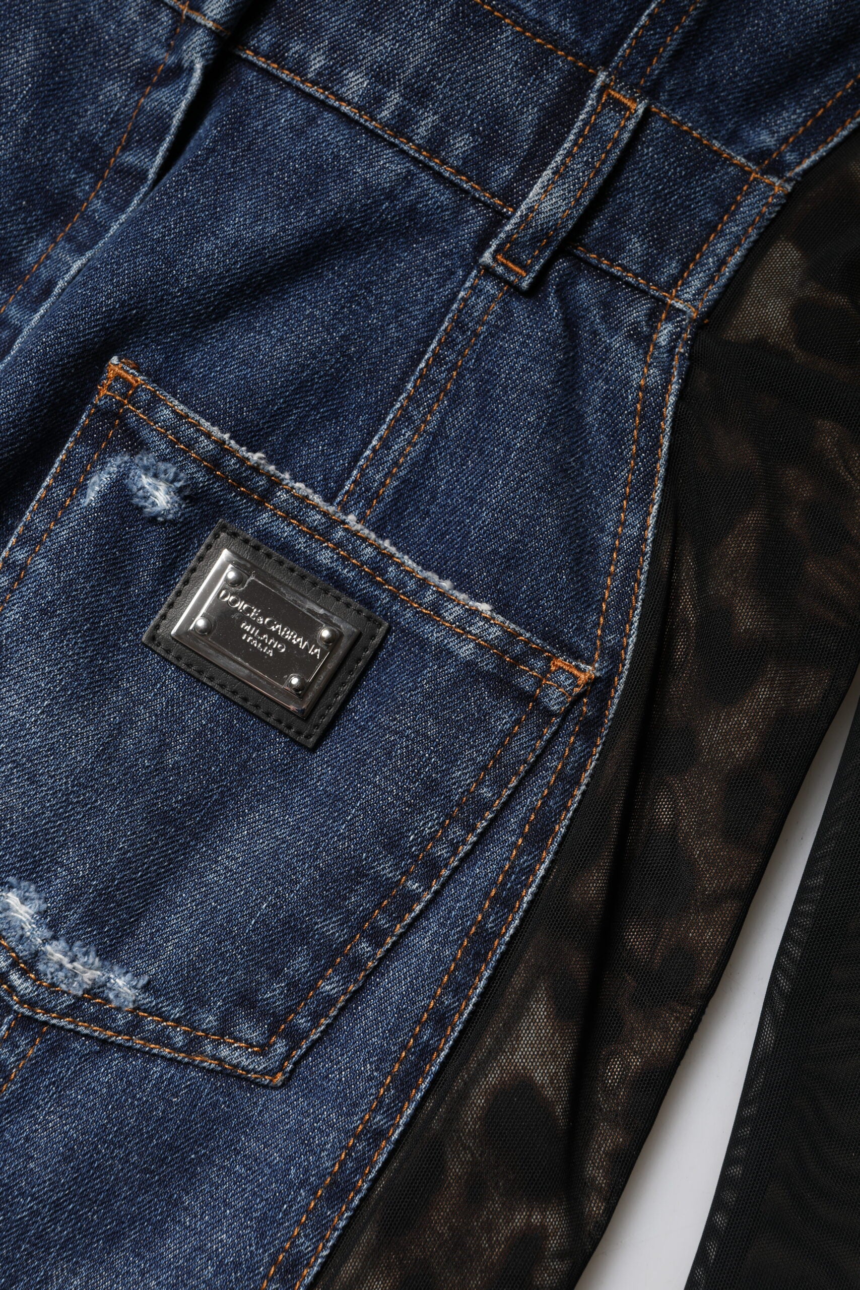 Svartblå långärmad denim miniklänning