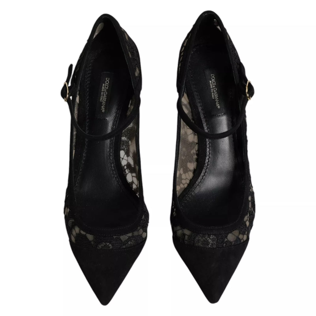 Svarta Mary Jane Taormina Pumps i spets
