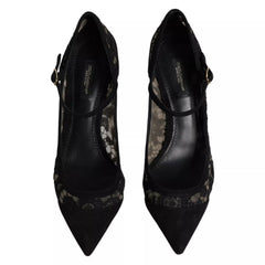 Dolce & Gabbana Black Mary Jane Taormina Lace Pumps Shoes