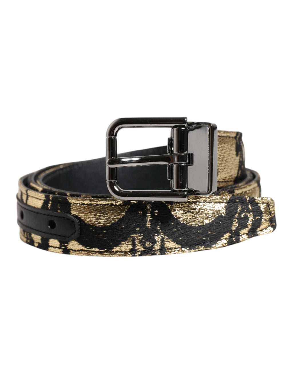 Flerfarget jacquard-skinnbelte med metallspenne
