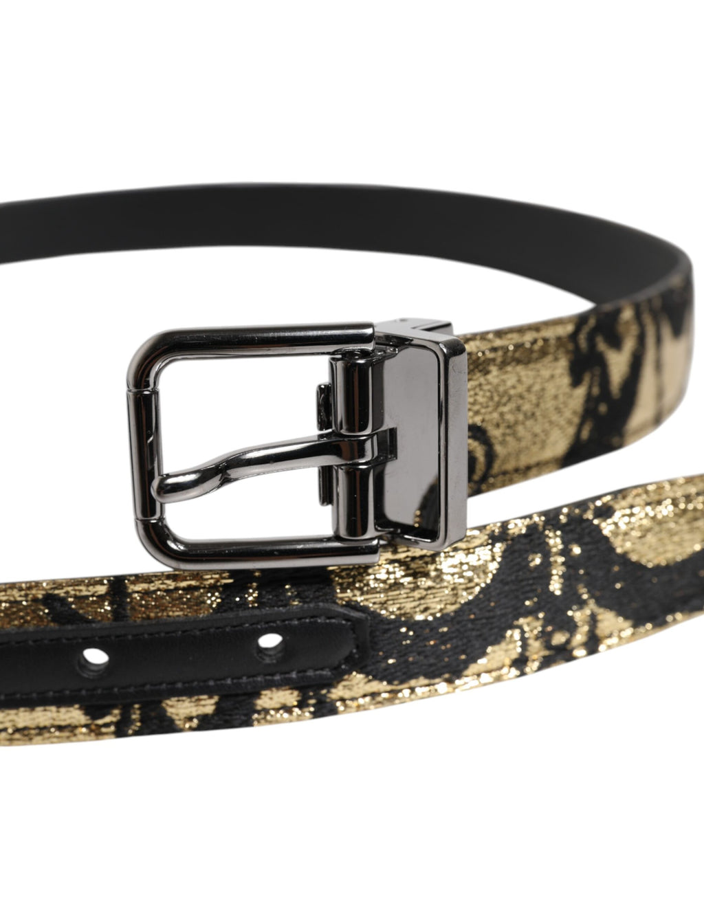 Flerfarget jacquard-skinnbelte med metallspenne