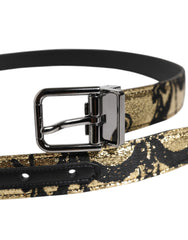 Dolce & Gabbana Multicolor Jacquard Leather Metal Buckle Belt