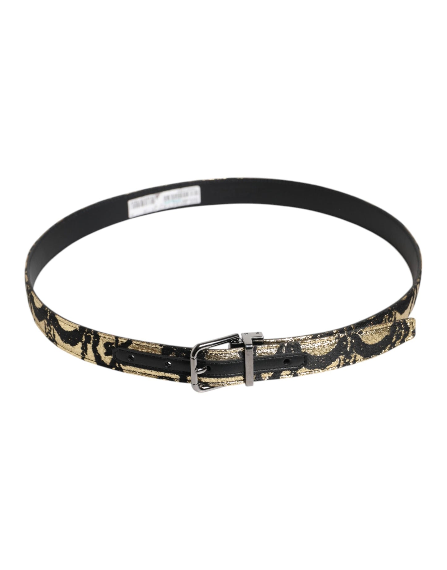 Dolce & Gabbana Multicolor Jacquard Leather Metal Buckle Belt