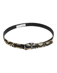Dolce & Gabbana Multicolor Jacquard Leather Metal Buckle Belt