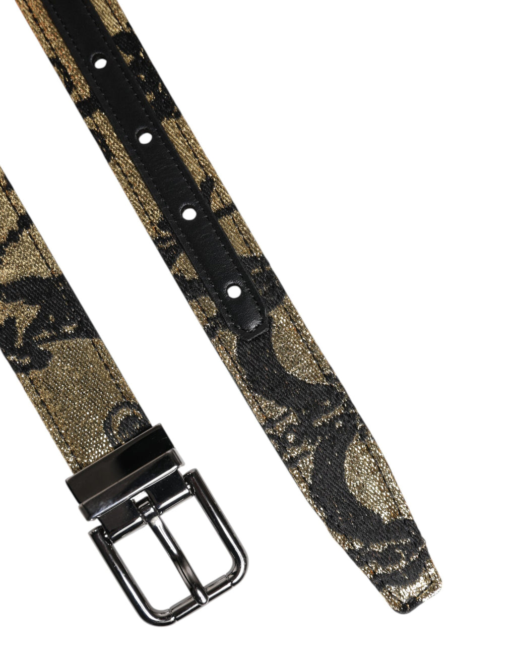 Flerfarget jacquard-skinnbelte med metallspenne