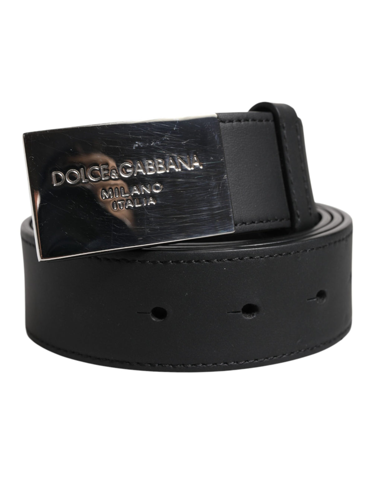 Dolce & Gabbana Black Classic Silver Metal Logo Buckle Belt