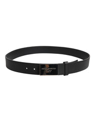 Dolce & Gabbana Black Classic Silver Metal Logo Buckle Belt