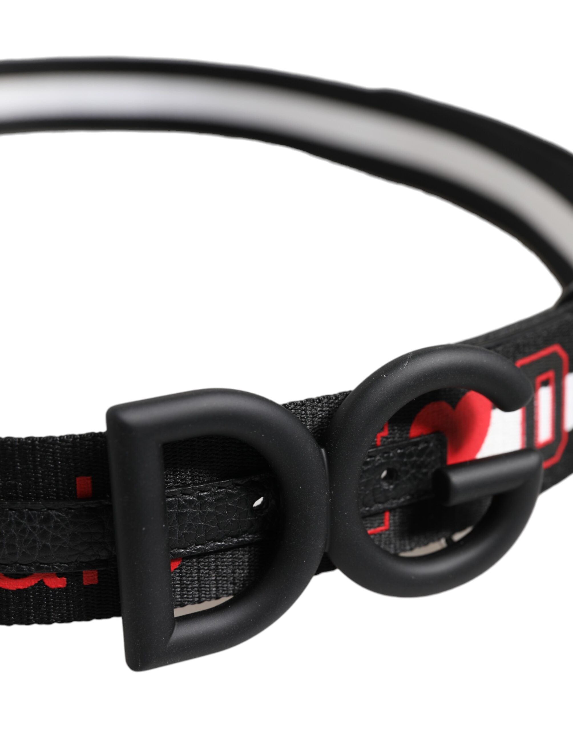 Dolce & Gabbana Black Polyester Logo Print DG Buckle Belt