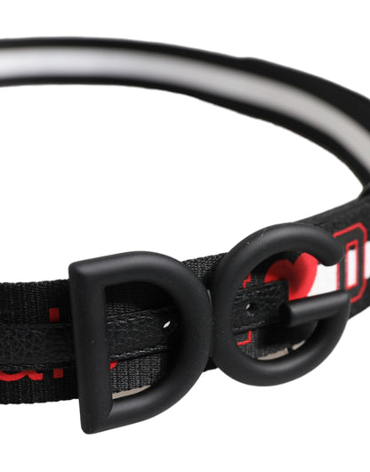 Dolce & Gabbana Black Polyester Logo Print DG Buckle Belt