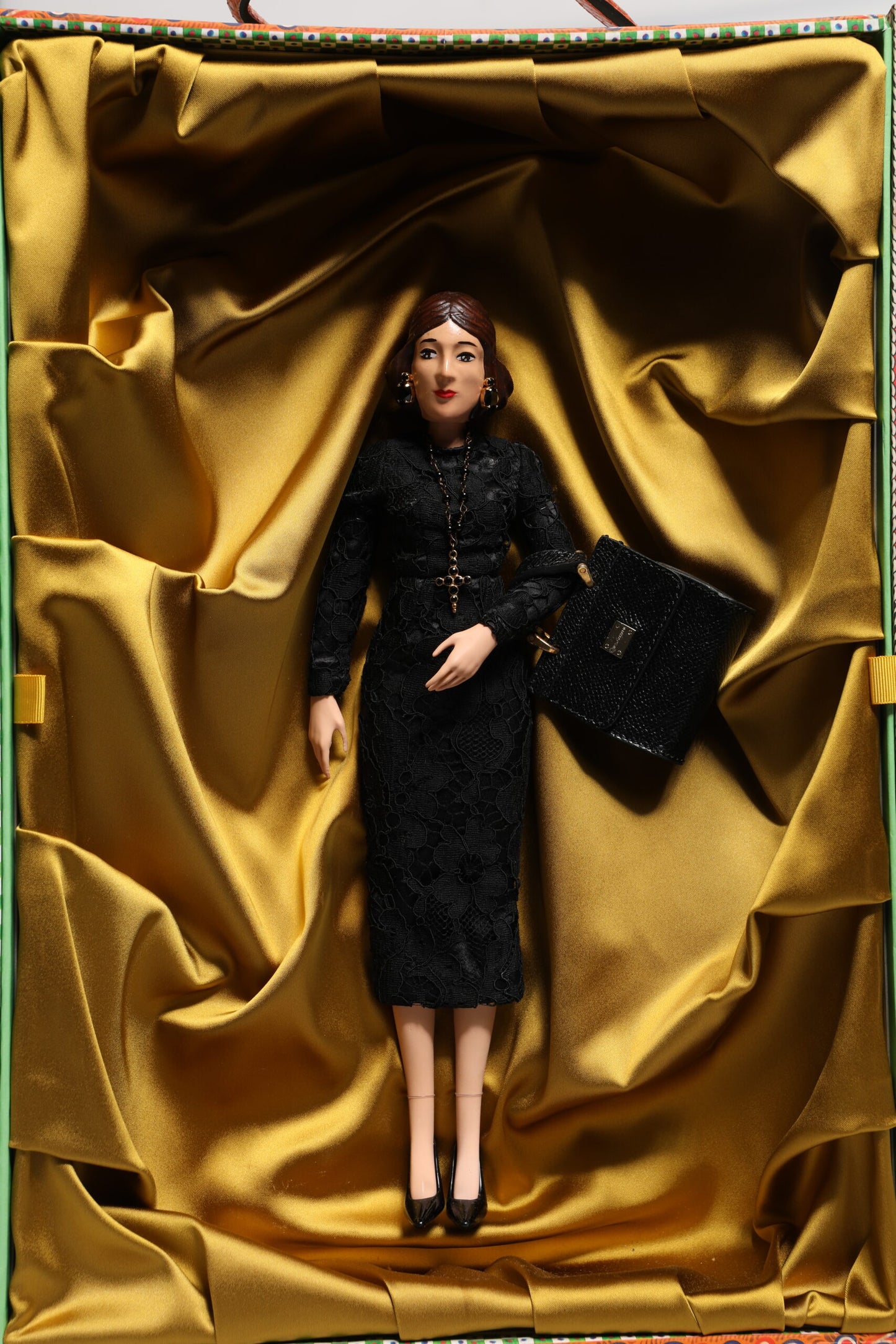 Dolce & Gabbana Black Dress Ceramic Porcelain Fashion Leather Sicily Dolls