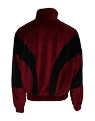 Dolce & Gabbana Red Black Cotton Logo FullZip Bomber Jacket