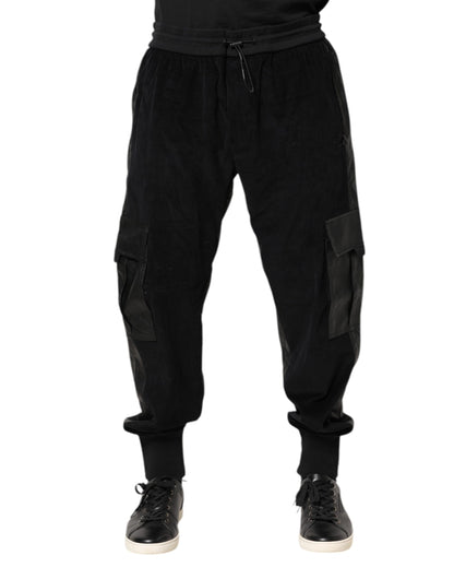 Dolce &amp; Gabbana Svarta Bomull Cargo Jogger Träningsbyxor