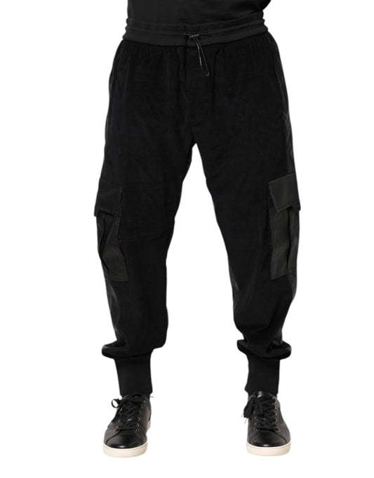 Dolce &amp; Gabbana Svarta Bomull Cargo Jogger Träningsbyxor