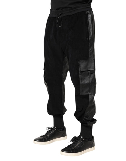 Dolce &amp; Gabbana Svarta Bomull Cargo Jogger Träningsbyxor