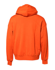 Dolce & Gabbana Orange Cotton Hooded Men Sweatshirt Sweater