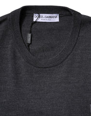 Dolce & Gabbana Gray Wool Logo Knitted Men Pullover Sweater