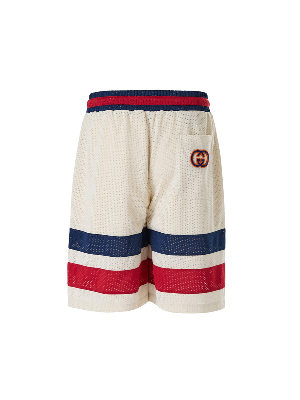 Krämfärgade polyestershorts med logotyp
