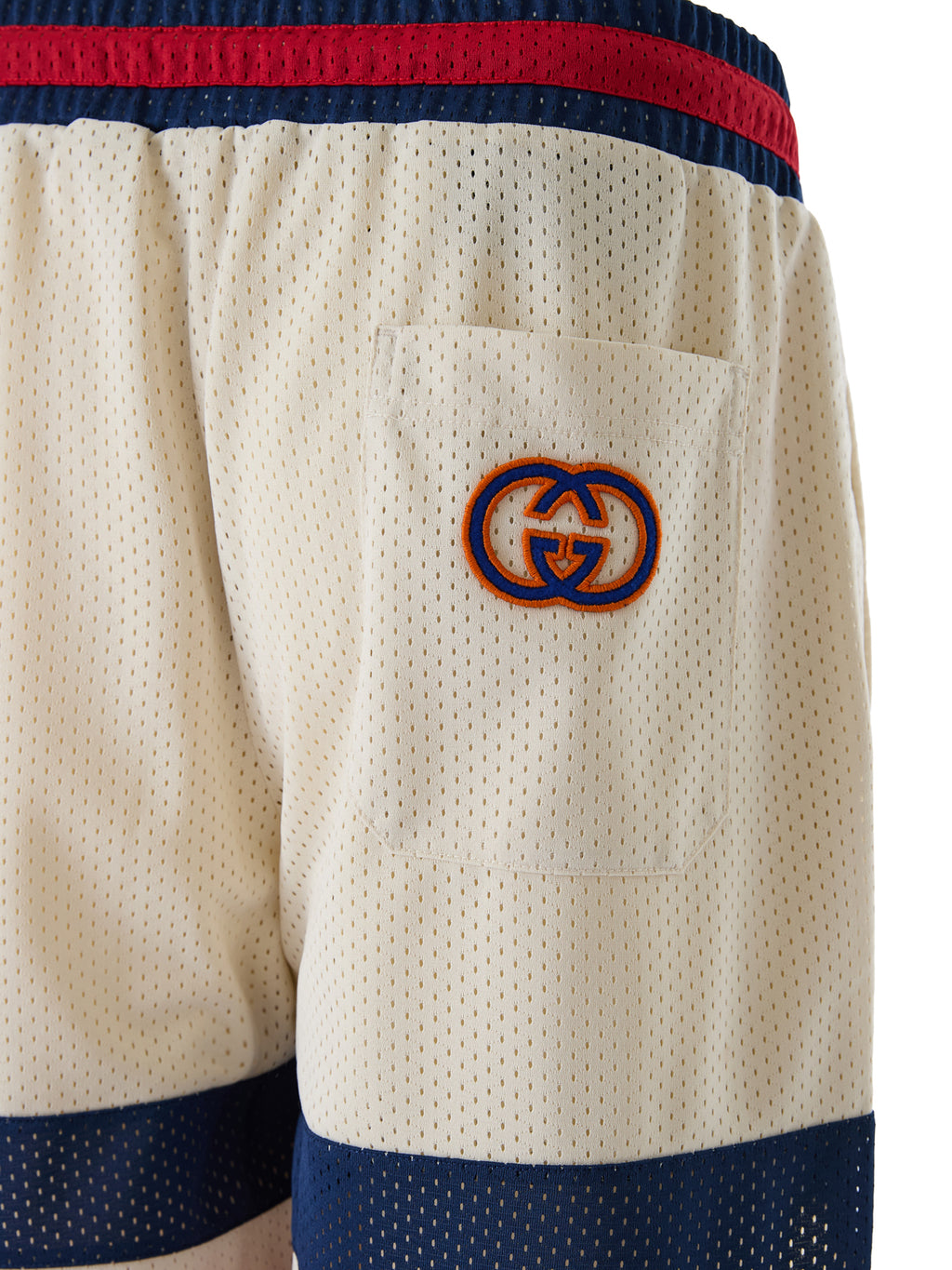 Krämfärgade polyestershorts med logotyp