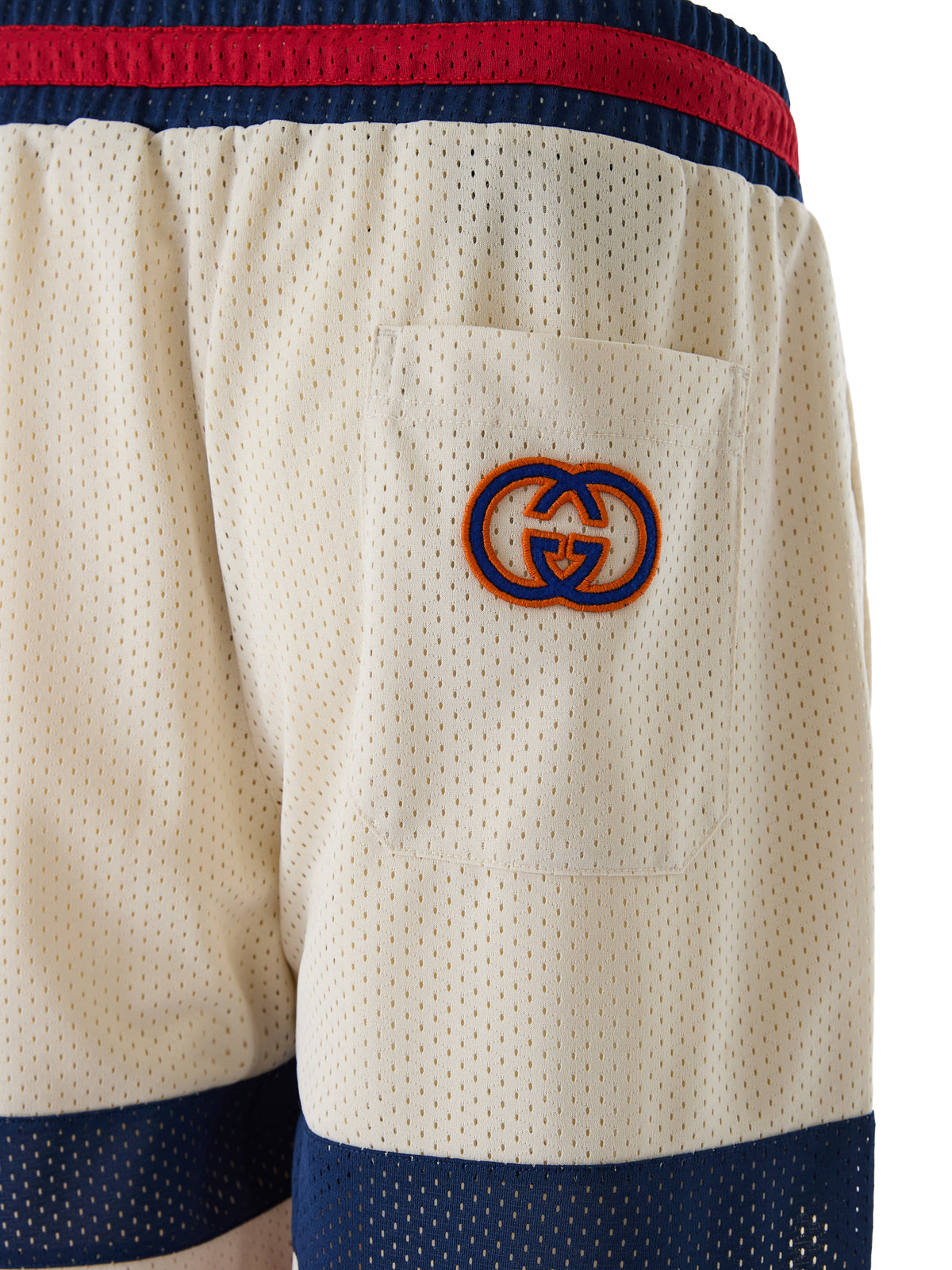 Krämfärgade polyestershorts med logotyp
