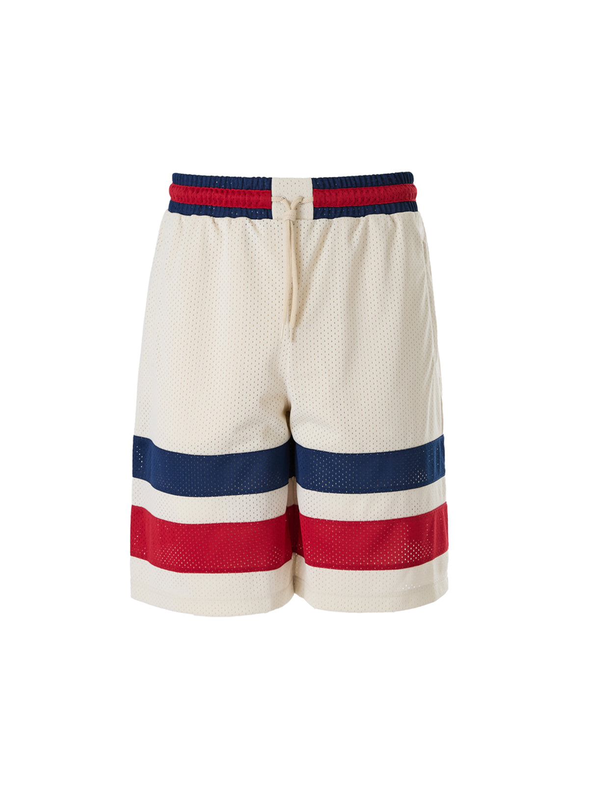Krämfärgade polyestershorts med logotyp