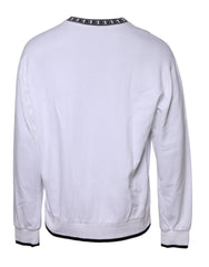 Dolce & Gabbana White Logo Cotton Crew Neck Pullover Sweater
