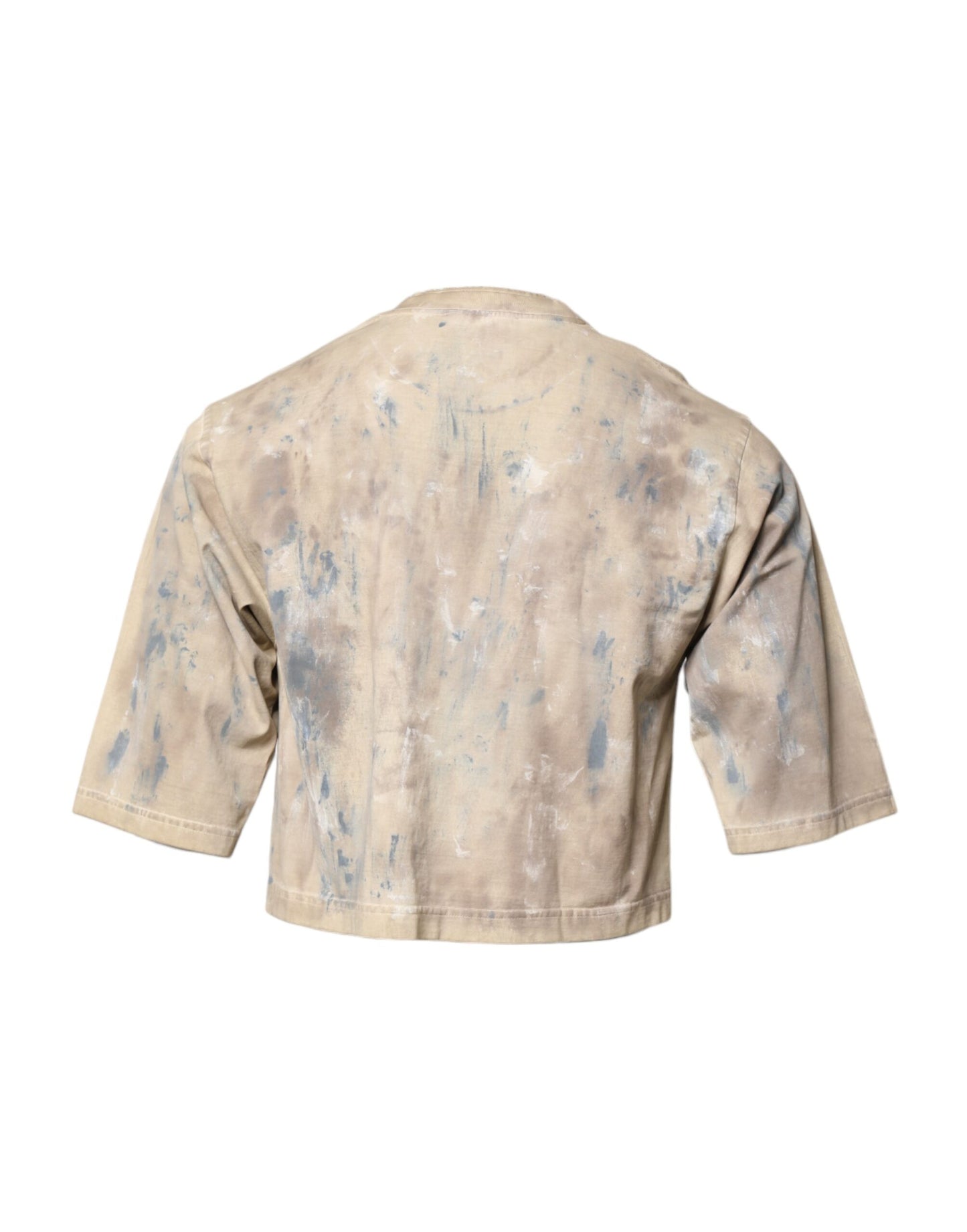 Dolce &amp; Gabbana Beige Tie Dye DG Broderi Cropped T-skjorte