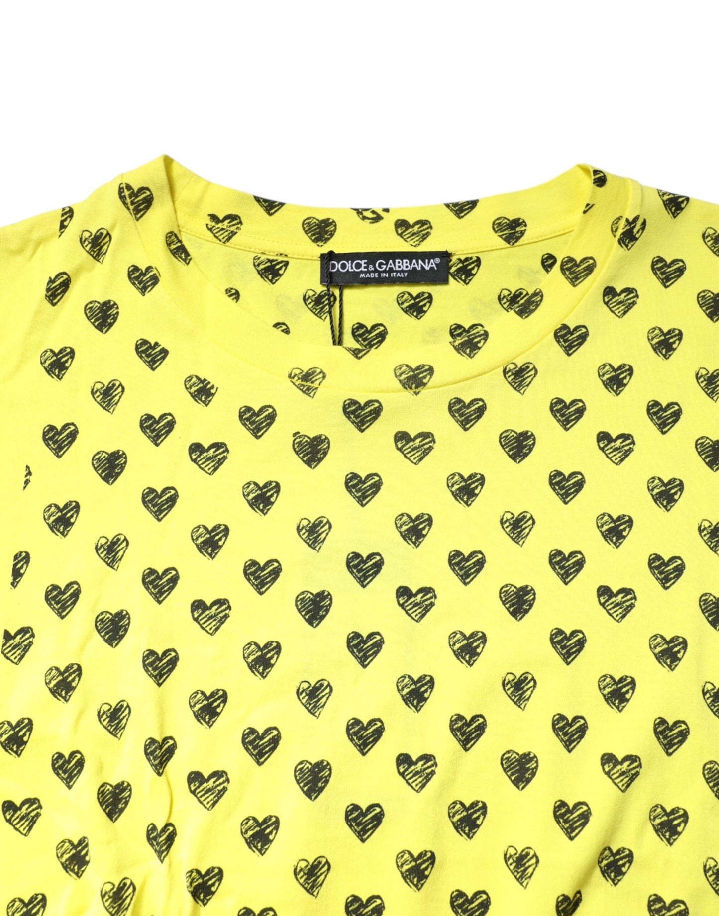 Dolce &amp; Gabbana Gul bomull DG hjertetrykk t-skjorte med rund hals