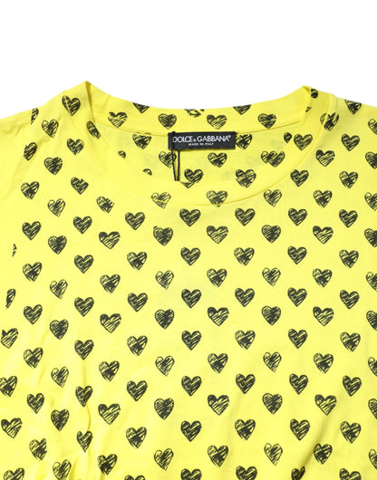 Dolce &amp; Gabbana Gul bomull DG hjertetrykk t-skjorte med rund hals