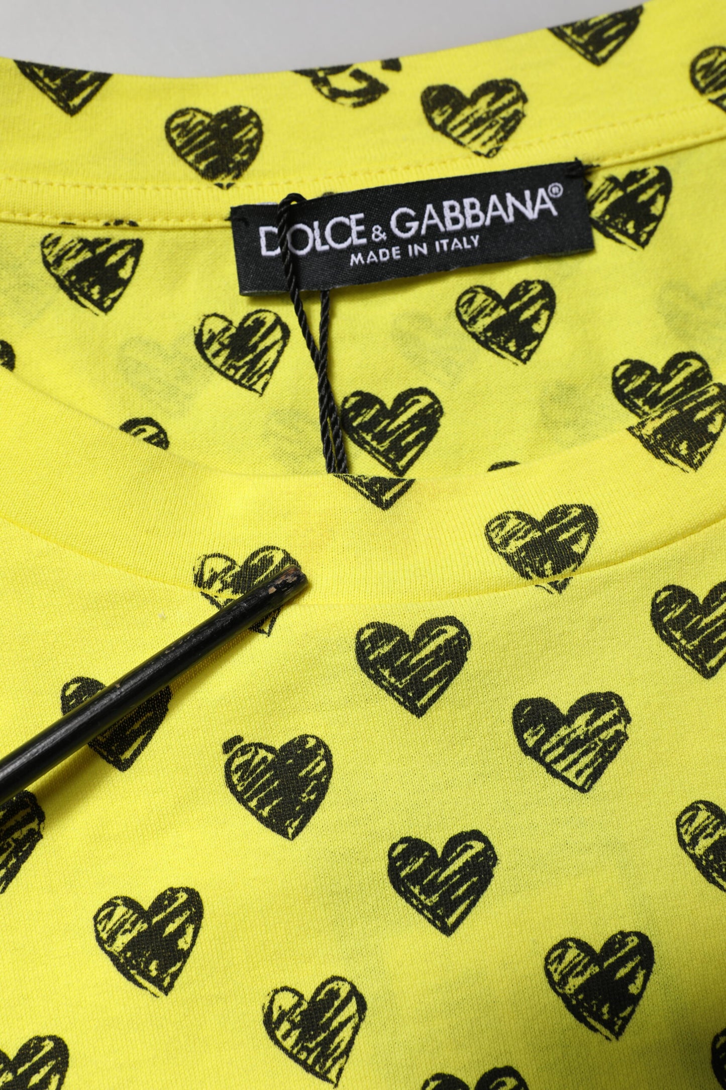 Dolce &amp; Gabbana Gul bomull DG hjertetrykk t-skjorte med rund hals