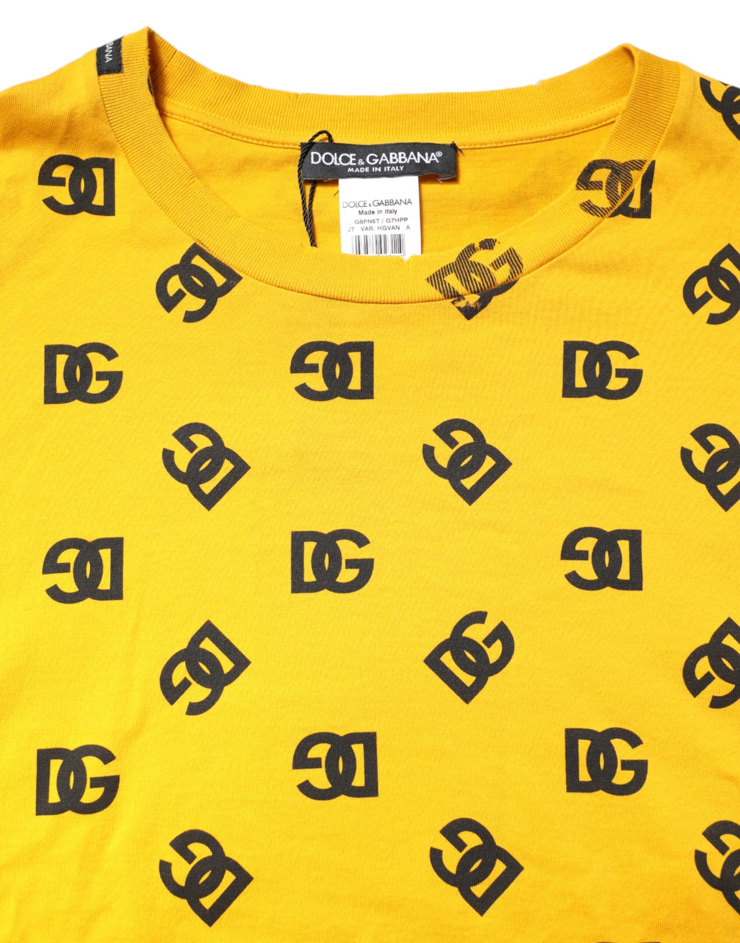 Dolce &amp; Gabbana Gul Bomull DG Logo Print Cropped T-skjorte