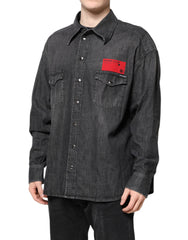 Dolce & Gabbana Gray Long Sleeves Button Down Denim Shirt