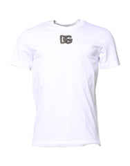 Dolce & Gabbana White Cotton DG Embroidery Crew Neck T-shirt
