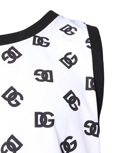 Dolce &amp; Gabbana Hvit Polyester Ermeløs DG Logo T-skjorte